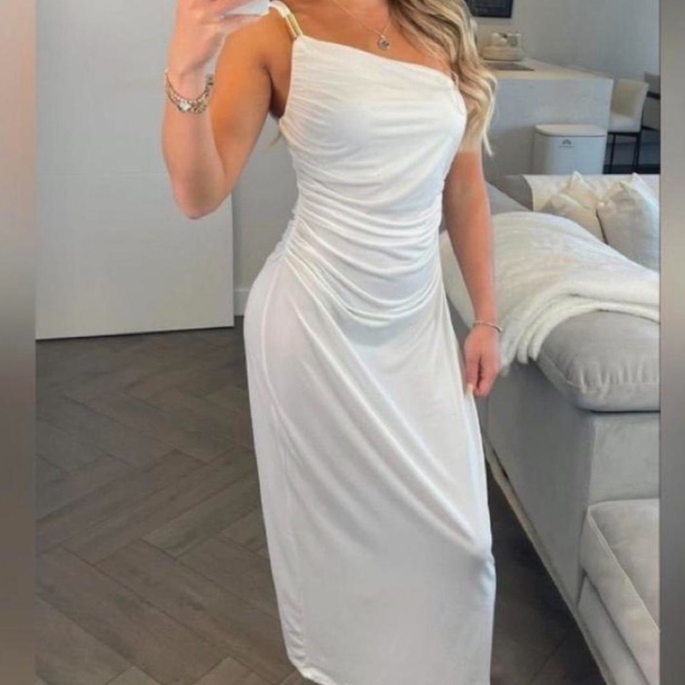 Zara One-Shoulder White Dress